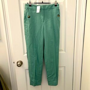 NWT Green Linen Cotton J Crew Button Pants